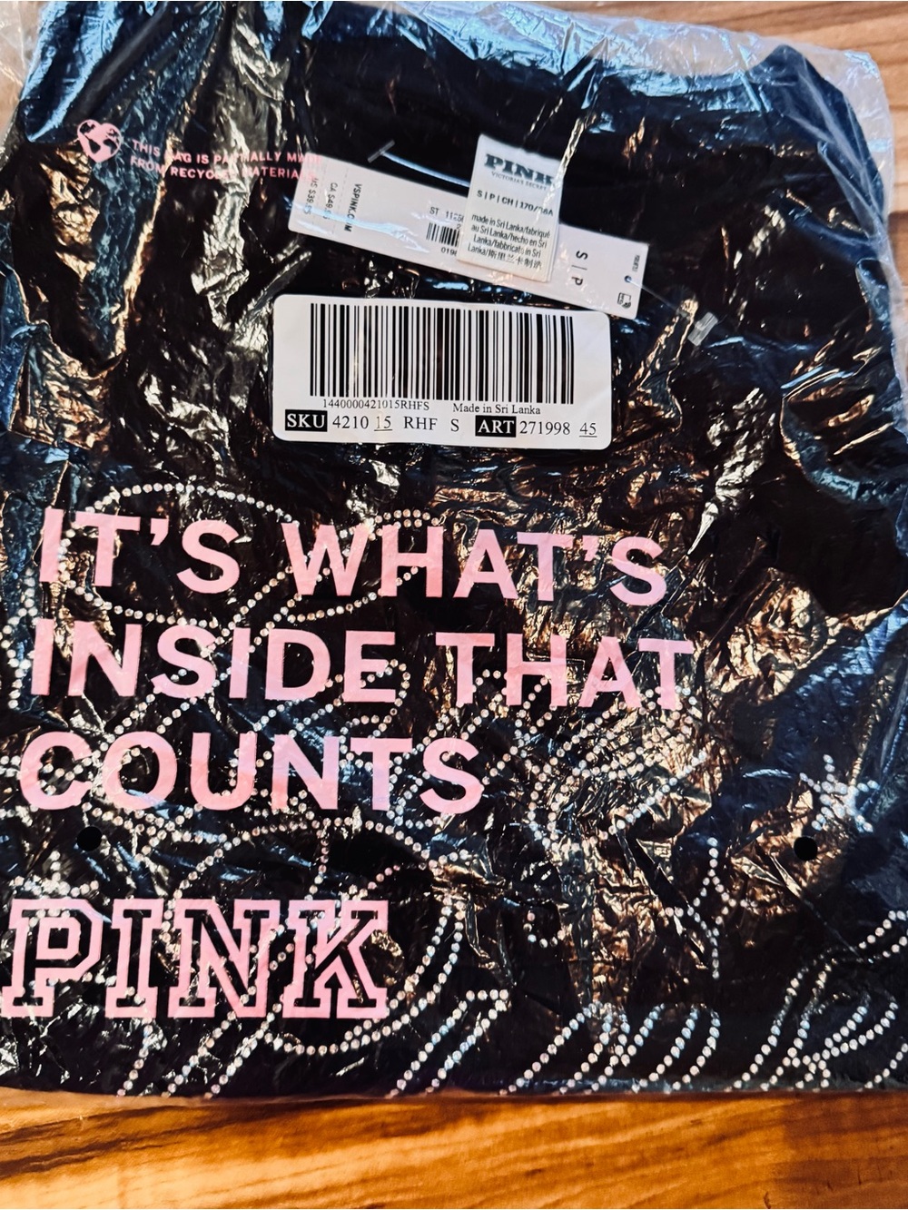 NWT Victoria’s Secret PINK Limited Edition 2025 Love Pink Rhinestone Tee Black - Picture 4 of 5